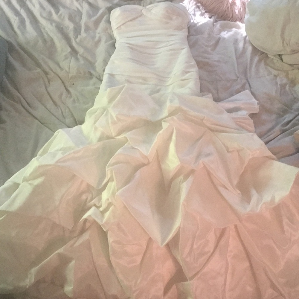 Xs satin mermaid wedding dress, short no heels